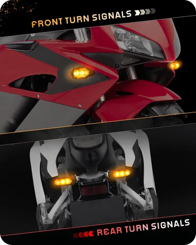 Vista 4 de 4 piezas de señales de giro universales para motocicleta, luces LED de señal de giro delanteras y traseras, intermitentes secuenciales ámbar
