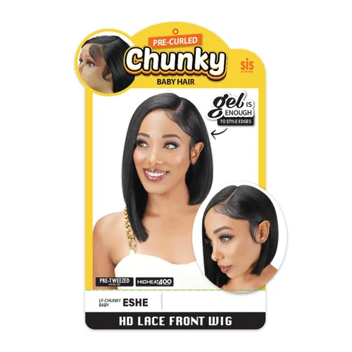 Vista 4 de Zury Sis Chunky Pelo Sintético Hd Encaje Frontal Peluca - Eshe (1)