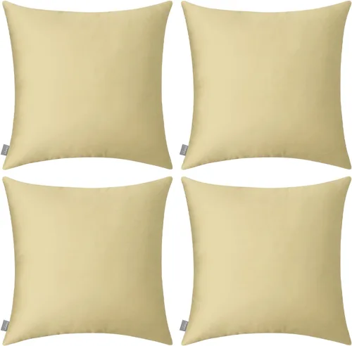 Vista 23 de Thmyo - Paquete de 4 fundas de almohada decorativas de 100 % algodón para lumbar, cómodas, sólidas, para Navidad/Halloween, fundas de cojín Blanco