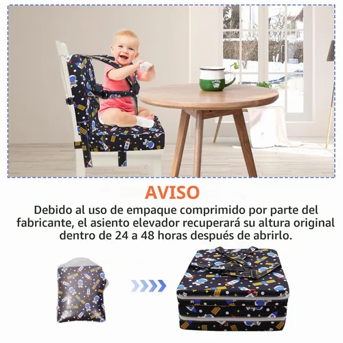 Vista 7 de Asiento elevador para mesa de comedor, asiento elevador para silla de Negro