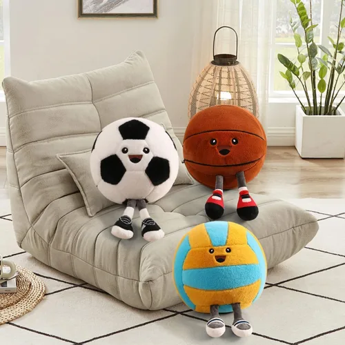 Vista 6 de Divertida almohada de felpa de baloncesto con patas – Lindo juguete de animal de peluche para niños y niñas, regalo de almohada decorativa