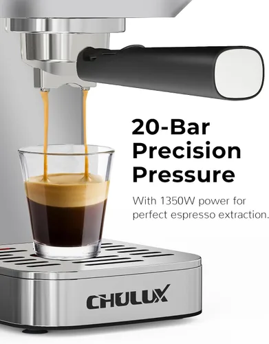 Vista 2 de CHULUX Kompatto - Máquina de café expreso de 20 barras con espumador de leche, máquina automática de café espresso de acero inoxidable para cafetera