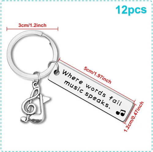Vista 2 de 12 llaveros de música, regalos de música para amantes de la música, regalo de agradecimiento para profesores, joyería para amantes de la música