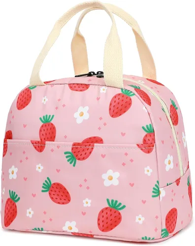 Vista 9 de Bolsa de almuerzo para mujeres y niñas, lonchera reutilizable con aislamiento térmico para adultos y niños, trabajo, escuela, picnic, playa
