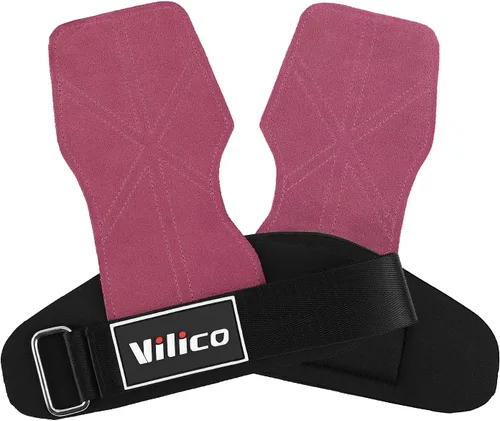 Vista 9 de Guantes de cuero para levantamiento de pesas, correas de muñeca para levantamiento de pesas, correas de levantamiento de pesas ajustables, agarre