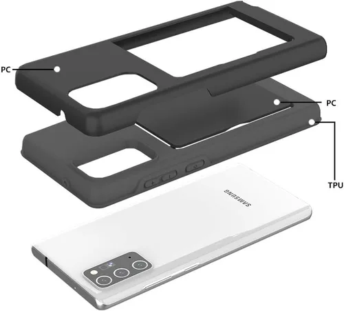 Vista 5 de Funda de teléfono para Samsung Galaxy Note 20 con protector de pantalla de vidrio templado y soporte para tarjeta de crédito, billetera delgada