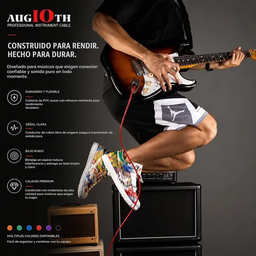 Vista 8 de Cable de guitarra de 3 pies, paquete de 4 colores recto a recto 4-Multicolor