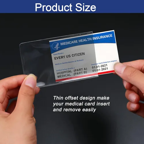 Vista 3 de Zonon 60 fundas protectoras para tarjetas de Medicare, de 12 mil, de PVC transparente, resistente al agua, para tarjetas de vacunas, impermeables