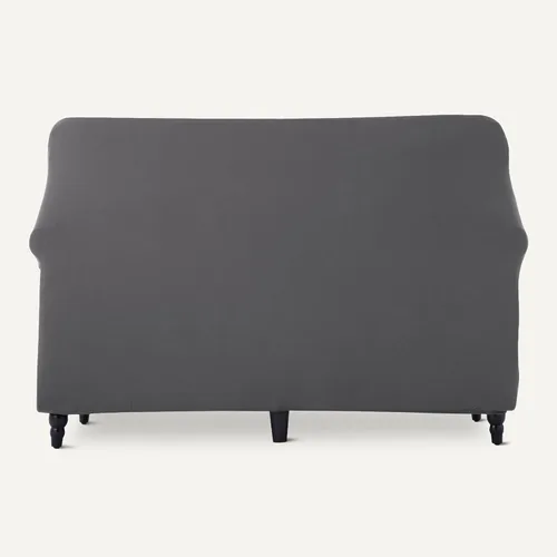 Vista 4 de Amazon Basics Funda elástica de spandex para sofá con parte inferior elástica, sofá de dos plazas, mediano, gris oscuro