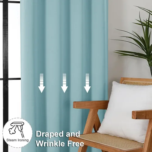 Vista 7 de Simplebrand Ava Aqua - Cortinas cortas opacas de 24 pulgadas, juego de 2 paneles, con bolsillo para cortinero, cortinas de privacidad para ventanas