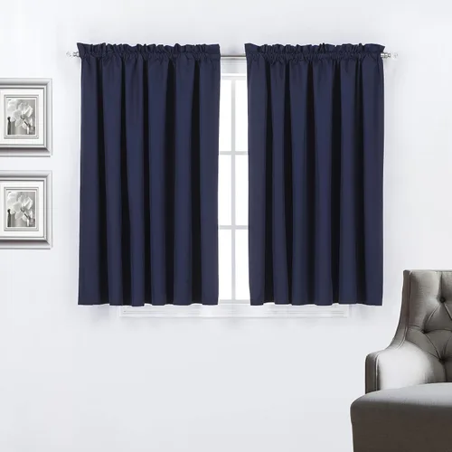 Vista 29 de Diamond Home Linens Cortinas opacas con dobladillo para cortinero de 45 pulgadas de largo para dormitorio, paneles de tratamiento de ventanas