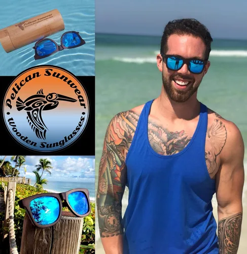 Vista 6 de Gafas de sol de madera Polarizadas Marco de madera vintage 100% protección UVAUVB Funda de bambú Hombres y mujeres