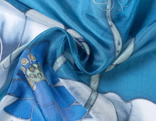 Vista 2 de Women's 100% Mulberry Silk Scarf Long Hand Painted Floral