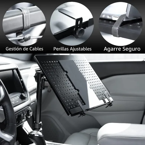 Vista 4 de VIVO Soporte de automóvil para laptop, extensión totalmente ajustable, soporte para portátil para camiones, furgonetas y SUV, articulación y ajuste