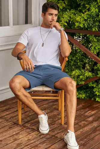 Vista 7 de JMIERR - Pantalones cortos informales para hombre, pantalones cortos de golf, pantalones chinos con cordón, de tela de sarga elástica, para verano