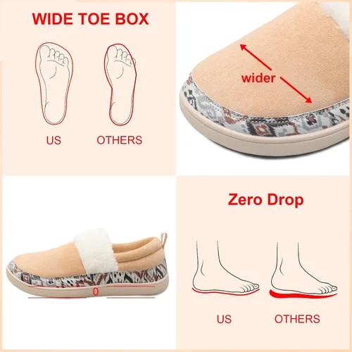 Vista 2 de Scurtain Pantuflas tipo mocasín para mujer, cómodas y cómodas botas de invierno con suela de goma cómoda