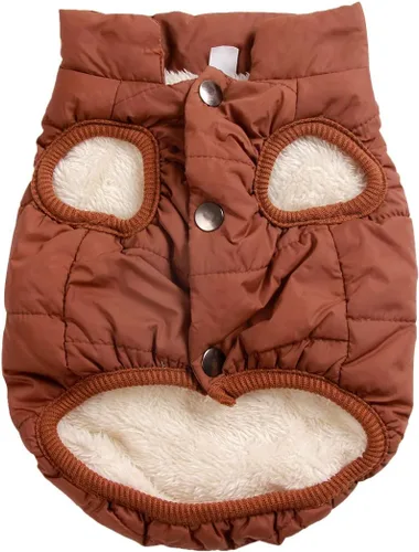 Vista 12 de JoyDaog Chaqueta cálida con forro polar de 2 capas para cachorros en invierno y clima frío, abrigo suave y resistente al viento para perros Azul