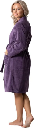 Vista 4 de Lujosas batas de baño absorbentes con cuello de rizo turco súper suave para mujer