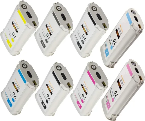 Vista 3 de LKB 8PK - Cartucho de tinta compatible con HP70 con 4.4 fl oz de uso con HP Designjet Z2100 Z5200 Z3200 Z3100 Z5400 (paquete de 8 HP70) – EE. UU