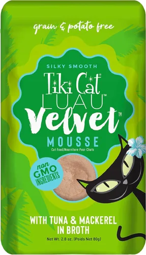 Vista 17 de Tiki Cat Luau Velvet Mousse, pollo y huevo en caldo, nutrición completa para una dieta equilibrada, comida húmeda para gatos para todas las etapas