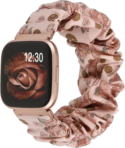 Vista 11 de TOYOUTHS Bandas Scrunchie compatibles con Fitbit Versa/Versa 2/Versa Lite Edición Especial para mujeres y hombres, linda correa de tela elástica