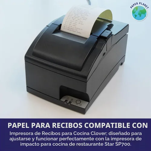 Vista 3 de PaperPlanet - Papel de 2 capas para impresora de cocina Clover 18 rollos y 1 cinta Papel autocopiativo de 2 capas, compatible con la impresora