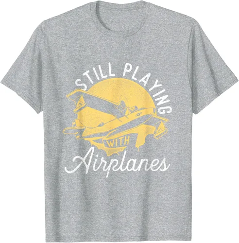 Vista 48 de Still Playing With Airplanes - Camiseta de control remoto RC Avión Piloto, Negro