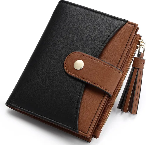 Vista 8 de yiijay Billetera pequeña para mujer, con bloqueo RFID, plegable, delgada, de cuero, para tarjetas de crédito, billetera pequeña con bolsillo