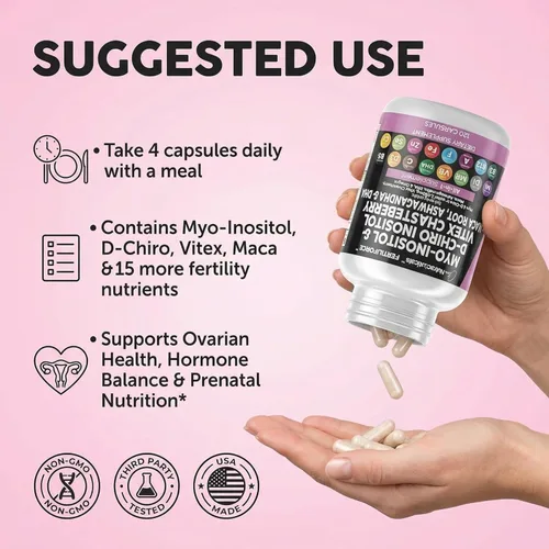 Vista 6 de Clean Nutraceuticals Myo-Inositol & D-Chiro Inositol 2050mg Suplemento de Fertilidad Proporción 40:1 - Vitaminas Prenatales para Mujeres