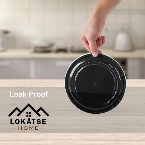Vista 5 de LOKATSE HOME Recipientes redondos de 32 onzas con tapas, paquete de 150 unidades, caja Bento para almacenamiento de alimentos, microondas