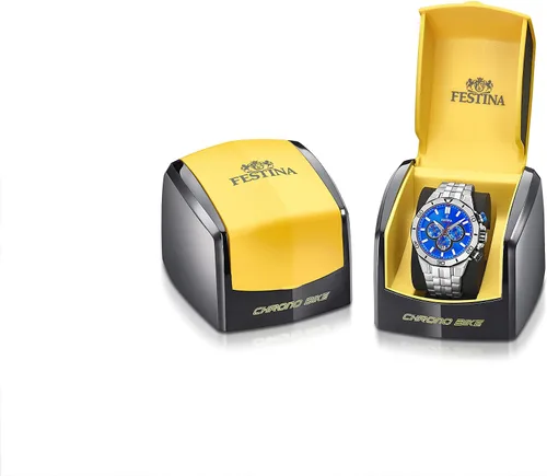 Vista 2 de Festina Chrono Bike Collection 2019 Reloj deportivo de cuarzo japonés de acero inoxidable con correa de silicona azul 26 Modelo F204507