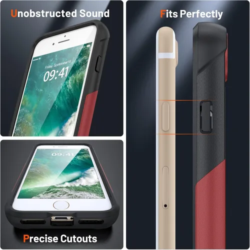 Vista 407 de Jeylly Funda para iPhone SE/Funda para iPhone 5S, Exterior de Plástico Duro que Absorbe Golpes + Interior de Silicona de Goma Defensor contra