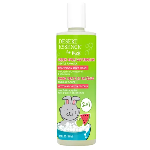 Vista 2 de Desert Essence Champú y gel de baño 2 en 1 para niños, 12.0 onzas líquidas, vegano, sin gluten, sin crueldad animal, deja el cabello y la piel
