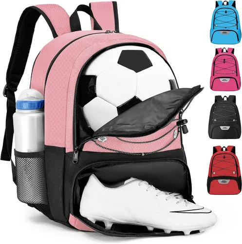 Vista 21 de Hsmihair - Mochila de fútbol juvenil - Mochila para fútbol y baloncesto, con compartimento para pelota y tacos separados