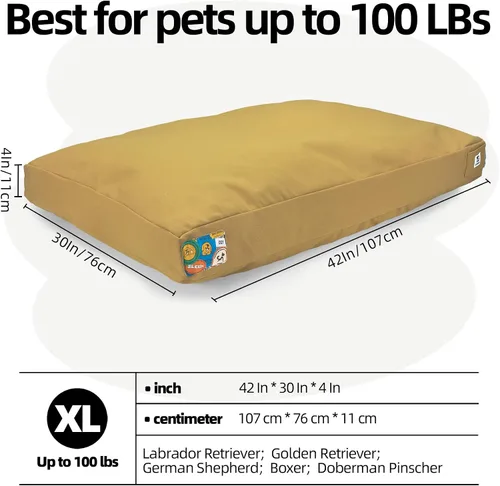 Vista 4 de Sytopia Cama de lona indestructible para perros de 42 pulgadas con funda impermeable lavable extraíble para perros extragrandes, almohadilla