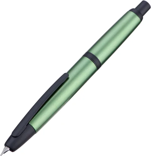 Vista 31 de Jinhao 10 Press Pluma estilográfica con caja, punta mediana retráctil de oro mate cepillado con juego de convertidor de tinta (clip dorado)