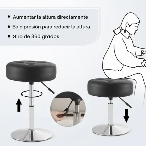 Vista 5 de Gitrah - Taburete de tocador negro, giratorio, ajustable, cómodo taburete de maquillaje