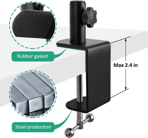 Vista 5 de Soporte de micrófono AT2020, brazo de micrófono ajustable con soporte de choque, parabrisas de espuma y bridas para cables, para AT2020 AT2020USB