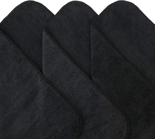 Vista 2 de POLYTE Toalla de limpieza de microfibra premium, 16 x 16 pulgadas, paquete de 12 (negro)