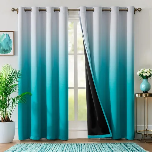 Vista 9 de WUBODTI 2 paneles de cortinas traslúcidas color negro degradado para dormitorio, sala de estar, 84 pulgadas de largo, 2 paneles de cortinas