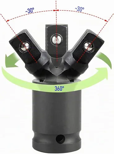 Vista 5 de Adaptador de zócalo giratorio universal de 1/2", extensión de zócalo de impacto negro, acero CR-V