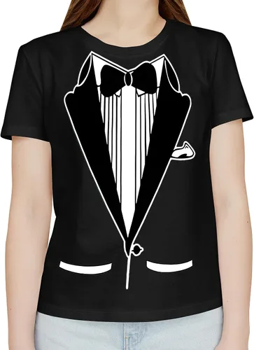 Vista 3 de fresh tees Camisa de esmoquin unisex Camiseta clásica de humor de fiesta Esmoquin con pajarita y bolsillos Camiseta divertida para hombres
