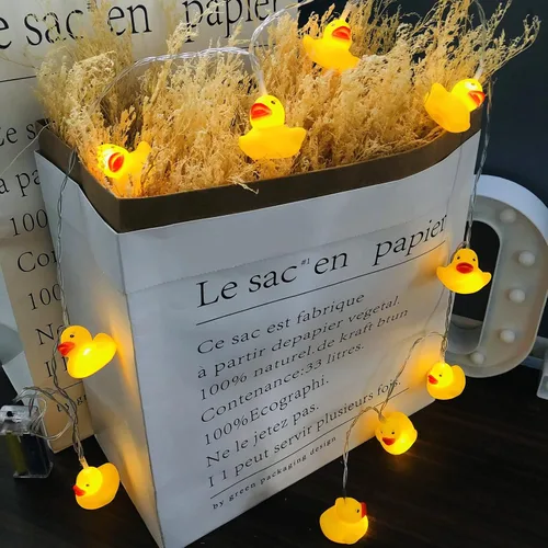Vista 7 de Linda cadena de luces de pato para interiores, funciona con pilas, luces de decoración de pato blanco cálido amarillo para el hogar, dormitorio