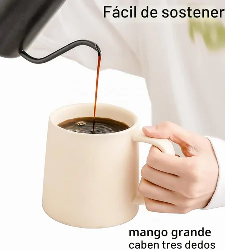 Vista 3 de T-WARE Tazas de café de 16 onzas, juego de 4 tazas de café beige mate, tazas de café de cerámica de color sólido