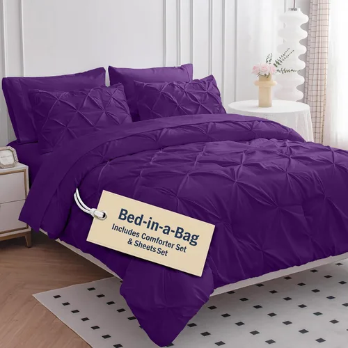 Vista 31 de LANE LINEN Juego de edredón individual de 5 piezas - Ropa de cama con diseño clásico de puntada pintuck - con 1 edredón, 1 funda de almohada, 1