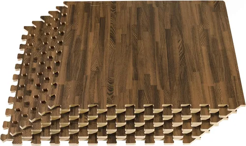 Vista 15 de Azulejos de espuma estampada de 3/8 de pulgada de grosor Forest Floor, tapetes de espuma de grano de madera entrelazados de primera calidad, piso
