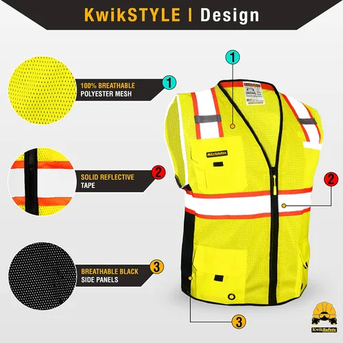 Vista 2 de KwikSafety BIG KAHUNA - Chaleco de seguridad [amarillo, 2XL] + paquete de casco de tortuga amarillo