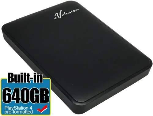 Vista 2 de Avolusion Disco duro externo portátil delgado USB 3.0 de 640 GB (para PS4, preformateado)