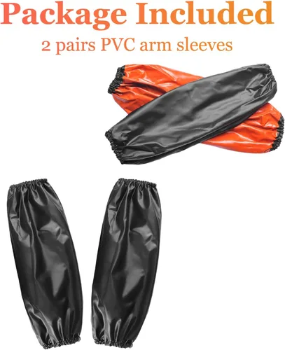 Vista 7 de Yzurbu 2 pares de fundas de PVC para brazos, protectores impermeables a prueba de aceite, fundas protectoras para brazos con puños elásticos