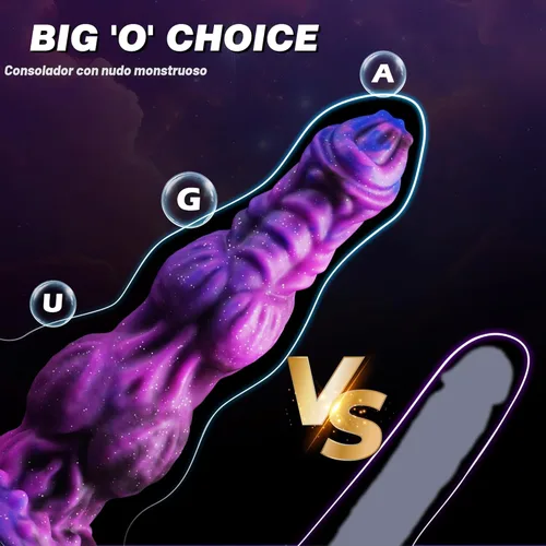 Vista 3 de Consolador Monstruo Fantasía Caballo de 9.6 pulgadas con 2 Nudos Grandes, Consoladores de Nudo Enorme Gruesos Estilo Perro Dragón con Ventosa